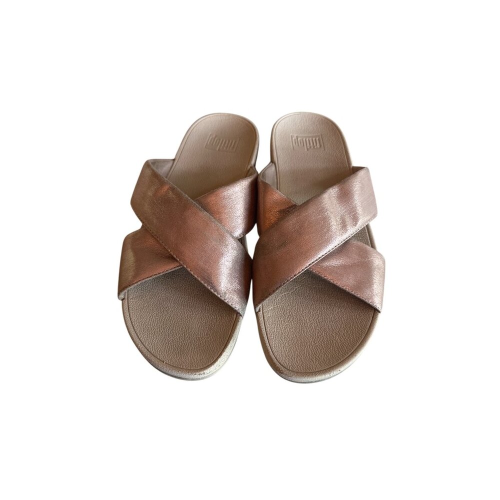 Fitflop Rose Gold Cross Strap Sandals US 10 UK 8 EU 42 Comfortable Slip-On